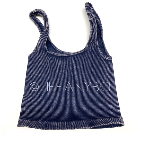 Free People Happiness Runs Square Neck Crop Deepest Navy - Picture 3 of 10